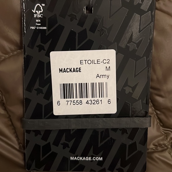 MACKAGE ETOILE-C2 Army M -Ladies light down packable Jacket  NWT - SPRING SALE - Picture 6 of 7